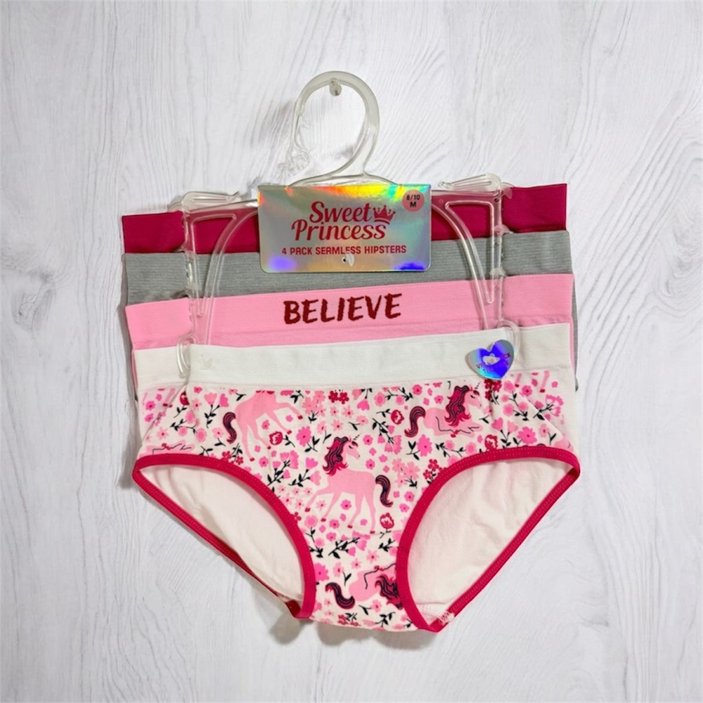 Girl’s Seamless Hipster Underwear - Pink, Gray, White